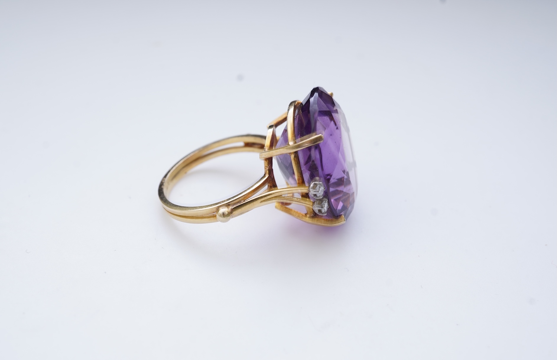 An amethyst and diamond ring